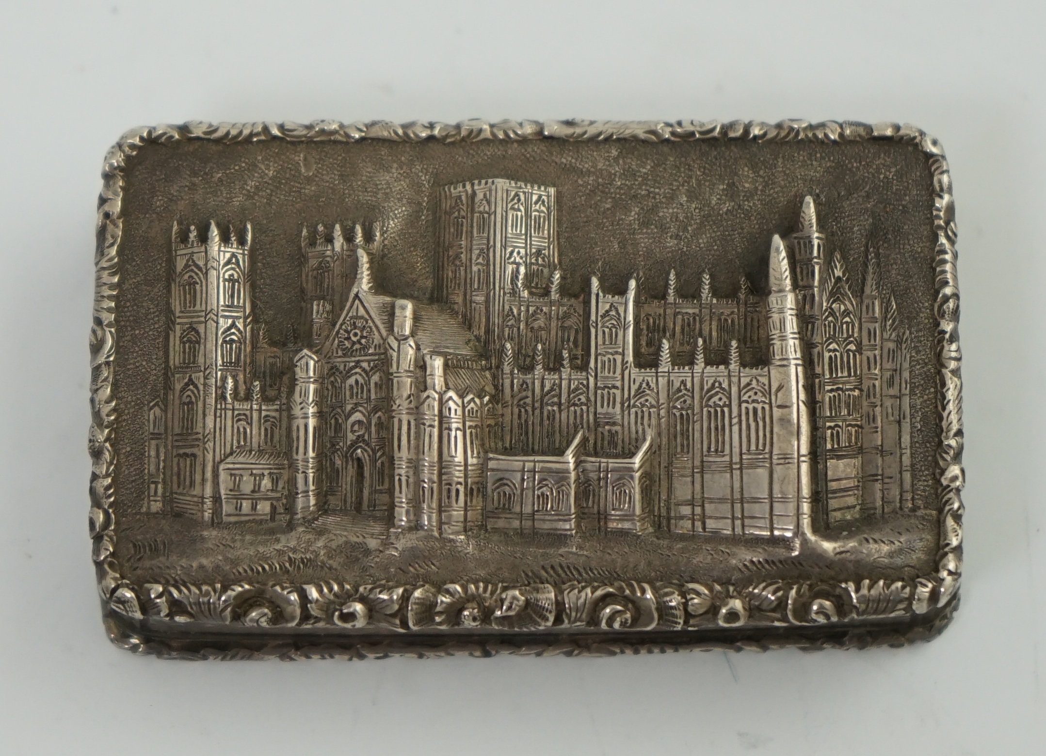 An early Victorian silver York Minster 'castle-top' vinaigrette, By Nathaniel Mills